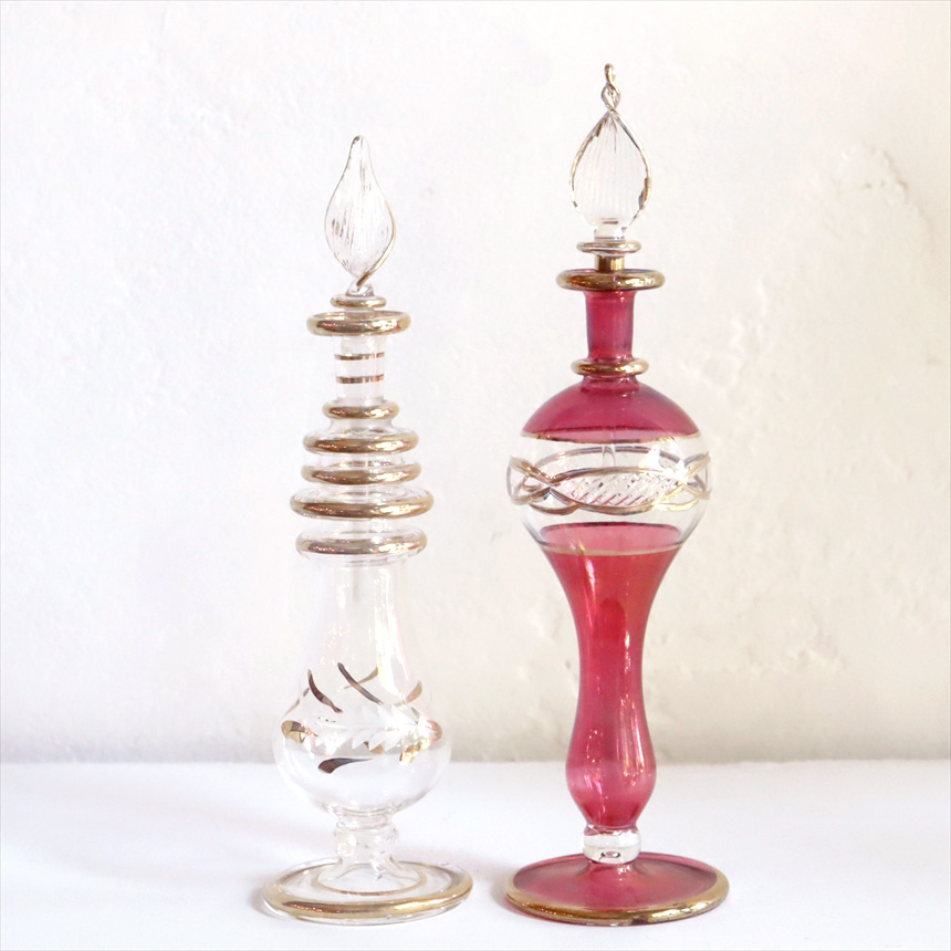 エジプト香水瓶　2本セット 15cmサイズ　クレオパトラ Egyptian Glass purfume bottle