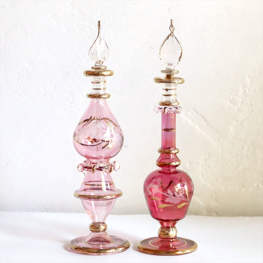 エジプト香水瓶　2本セット 15cmサイズ　クレオパトラ Egyptian Glass purfume bottle