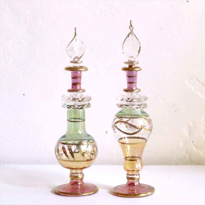 エジプト香水瓶　2本セット 15cmサイズ　クレオパトラ Egyptian Glass purfume bottle