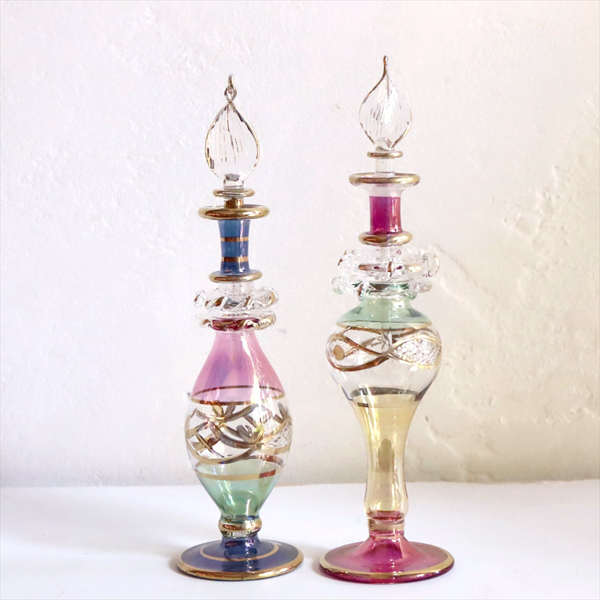 エジプト香水瓶　2本セット 15cmサイズ　クレオパトラ Egyptian Glass purfume bottle