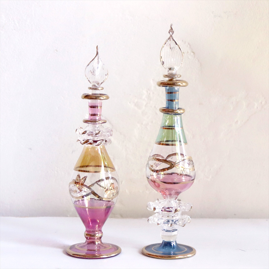 エジプト香水瓶　2本セット 15cmサイズ　クレオパトラ Egyptian Glass purfume bottle