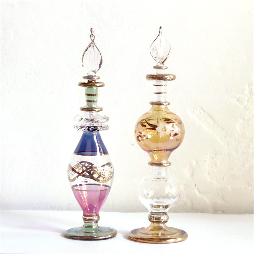 エジプト香水瓶　2本セット 15cmサイズ　クレオパトラ Egyptian Glass purfume bottle