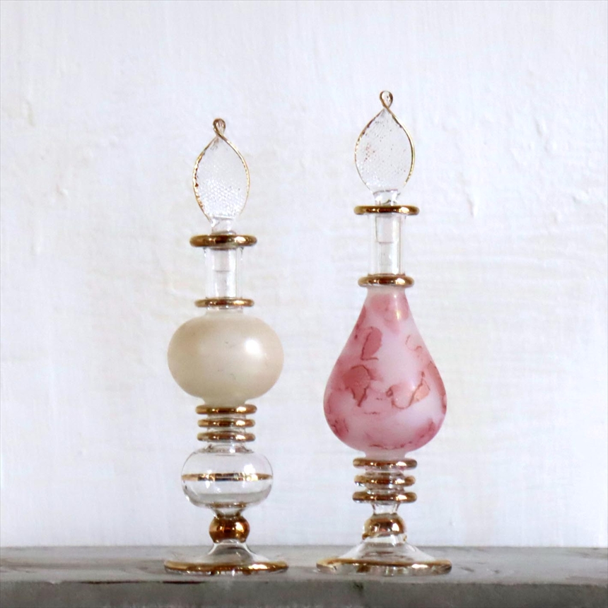 エジプト ガラス香水瓶　２本セット　マーブル　マットペイント Egyptian Glass Bottle