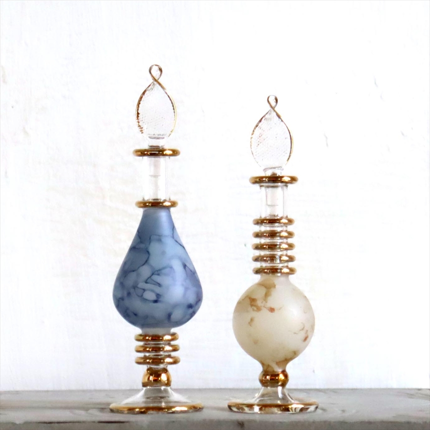 エジプト ガラス香水瓶　２本セット　マーブル　マットペイント Egyptian Glass Bottle