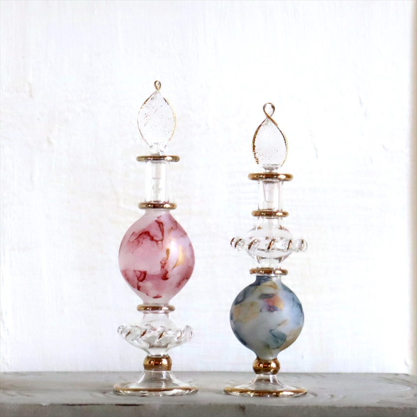 エジプト ガラス香水瓶　２本セット　マーブル　マットペイント Egyptian Glass Bottle