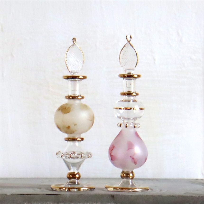 エジプト ガラス香水瓶　２本セット　マーブル　マットペイント Egyptian Glass Bottle