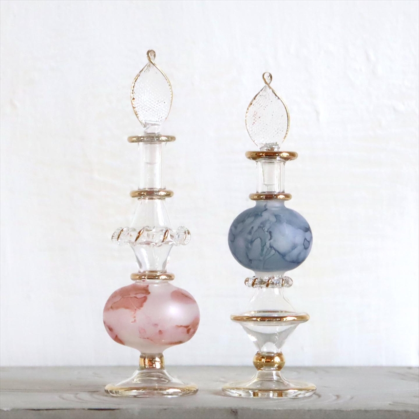 エジプト ガラス香水瓶　２本セット　マーブル　マットペイント Egyptian Glass Bottle