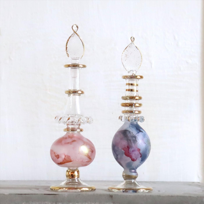 エジプト ガラス香水瓶　２本セット　マーブル　マットペイント Egyptian Glass Bottle