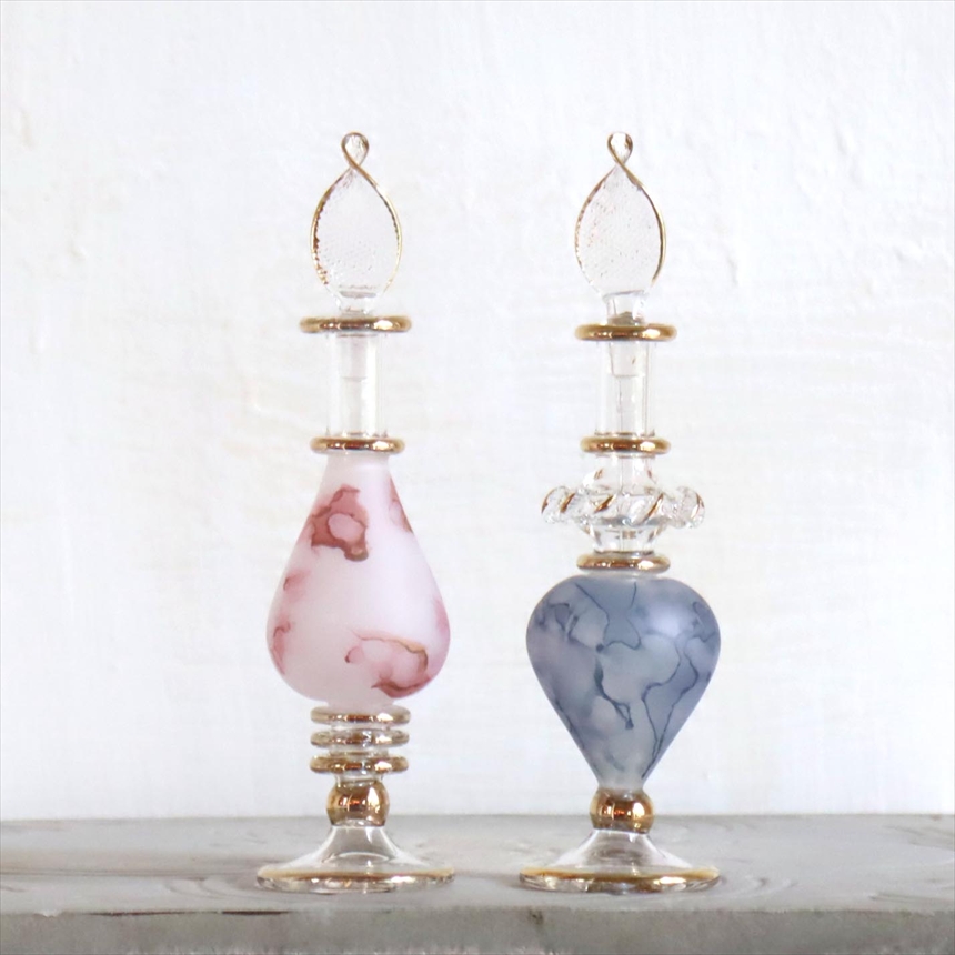 エジプト ガラス香水瓶　２本セット　マーブル　マットペイント Egyptian Glass Bottle
