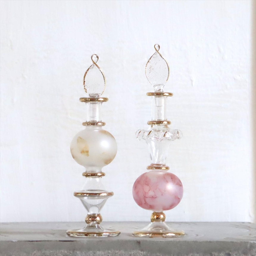 エジプト ガラス香水瓶　２本セット　マーブル　マットペイント Egyptian Glass Bottle