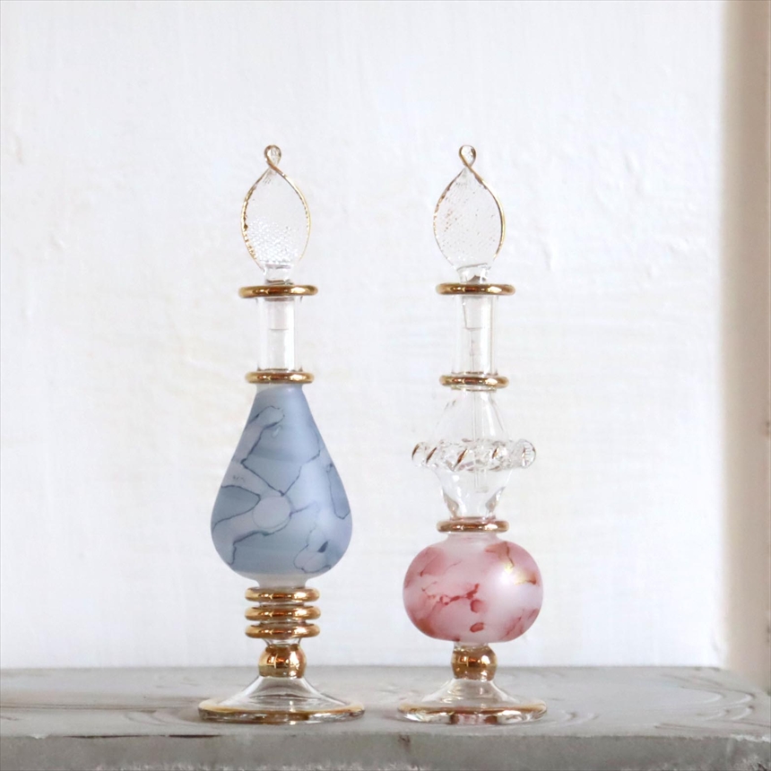 エジプト ガラス香水瓶　２本セット　マーブル　マットペイント Egyptian Glass Bottle