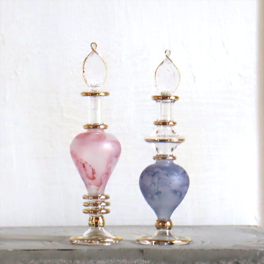 エジプト ガラス香水瓶　２本セット　マーブル　マットペイント Egyptian Glass Bottle