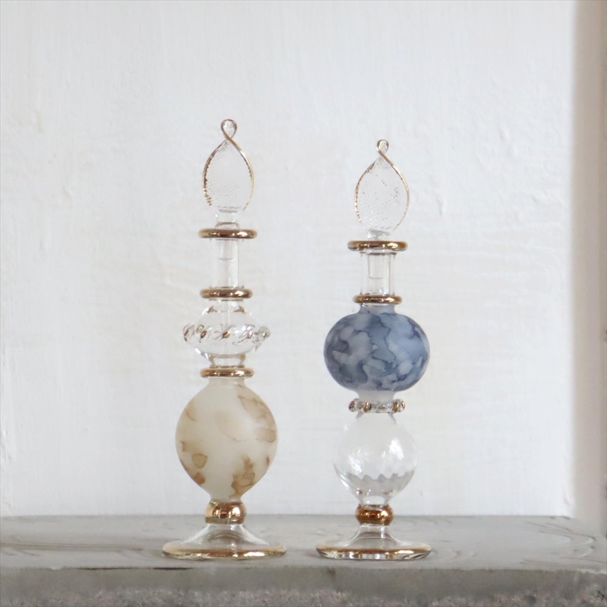 エジプト ガラス香水瓶　２本セット　マーブル　マットペイント Egyptian Glass Bottle