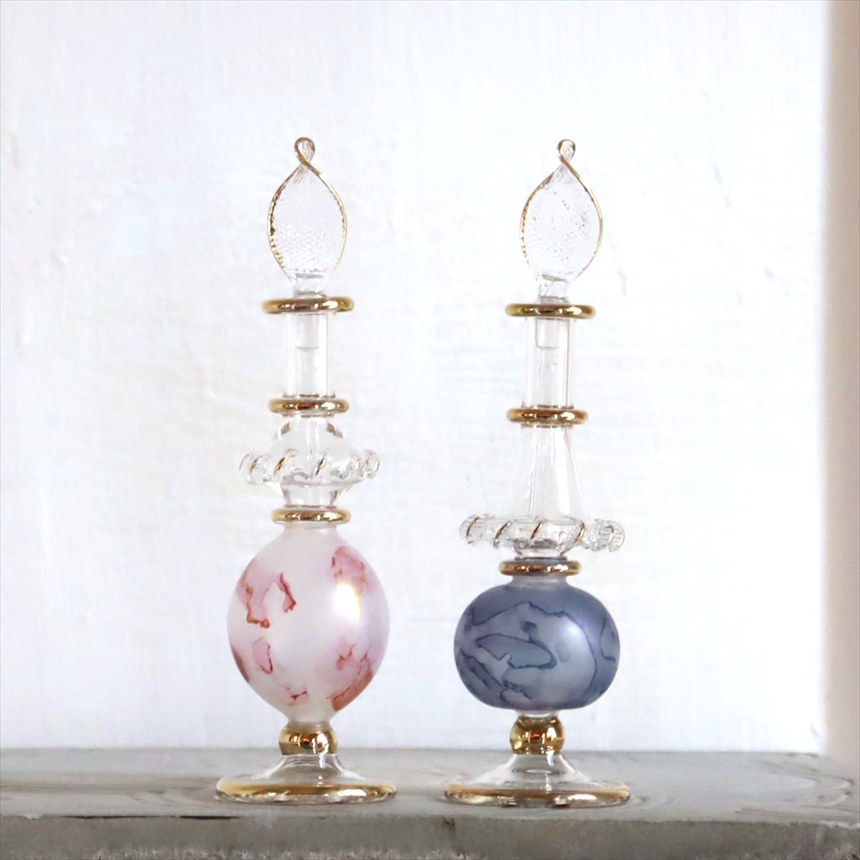 エジプト ガラス香水瓶　２本セット　マーブル　マットペイント Egyptian Glass Bottle