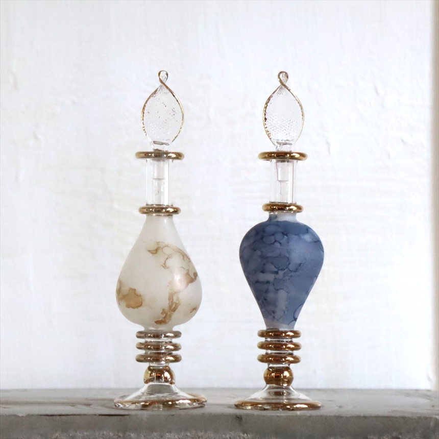 エジプト ガラス香水瓶　２本セット　マーブル　マットペイント Egyptian Glass Bottle
