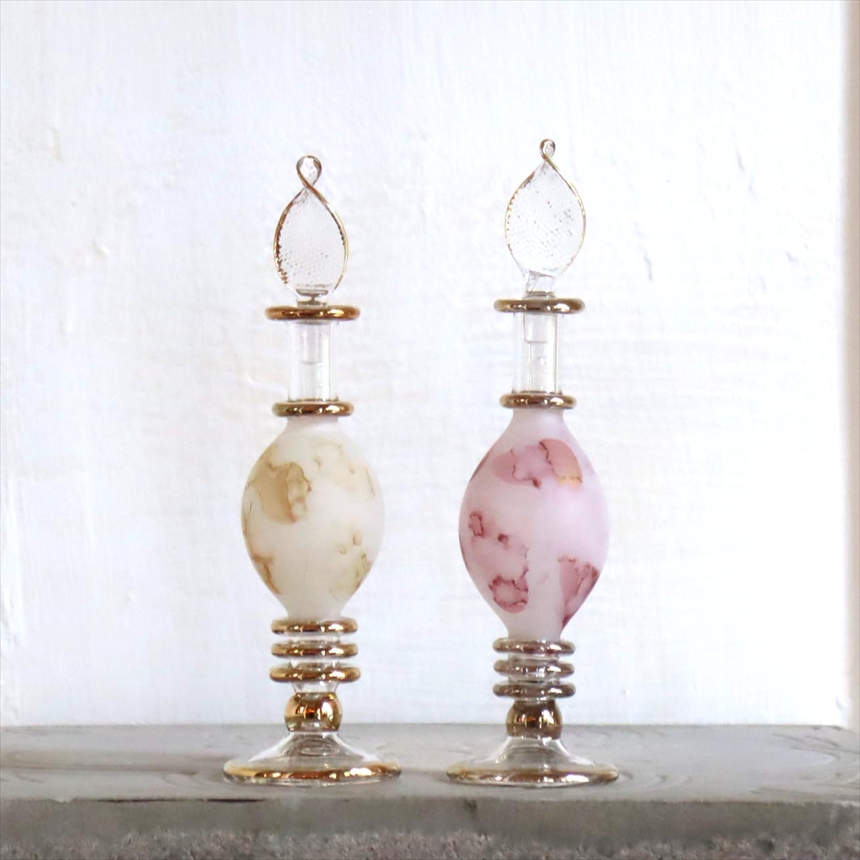 エジプト ガラス香水瓶　２本セット　マーブル　マットペイント Egyptian Glass Bottle