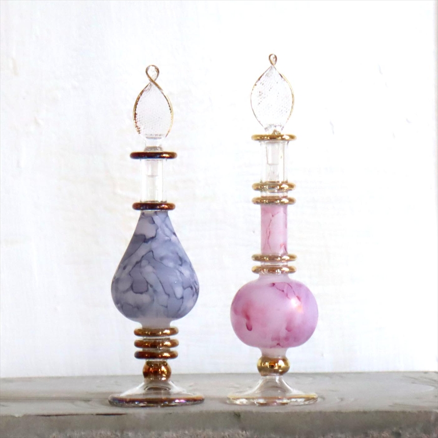 エジプト ガラス香水瓶　２本セット　マーブル　マットペイント Egyptian Glass Bottle