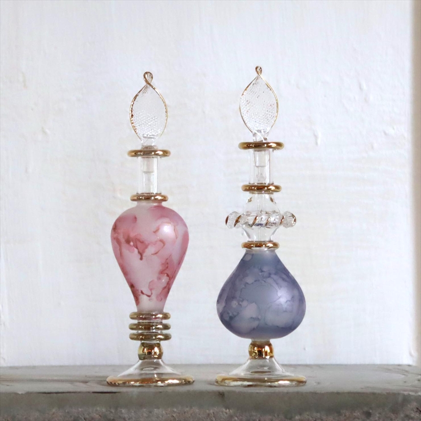 エジプト ガラス香水瓶　２本セット　マーブル　マットペイント Egyptian Glass Bottle