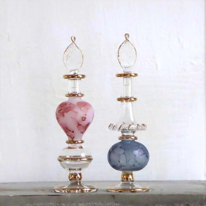 エジプト ガラス香水瓶　２本セット　マーブル　マットペイント Egyptian Glass Bottle