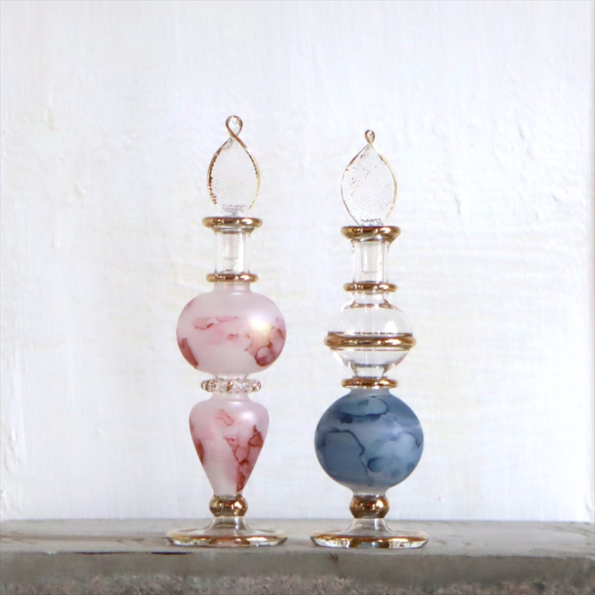 エジプト ガラス香水瓶　２本セット　マーブル　マットペイント Egyptian Glass Bottle