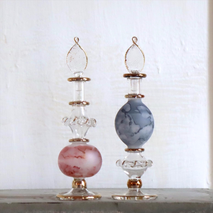 エジプト ガラス香水瓶　２本セット　マーブル　マットペイント Egyptian Glass Bottle