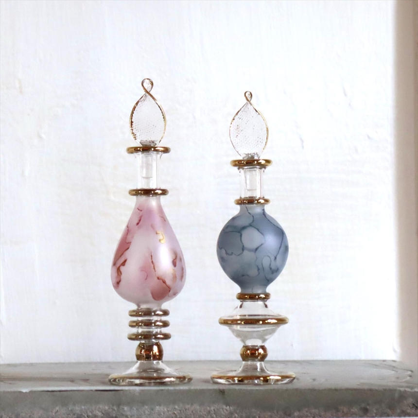 エジプト ガラス香水瓶　２本セット　マーブル　マットペイント Egyptian Glass Bottle