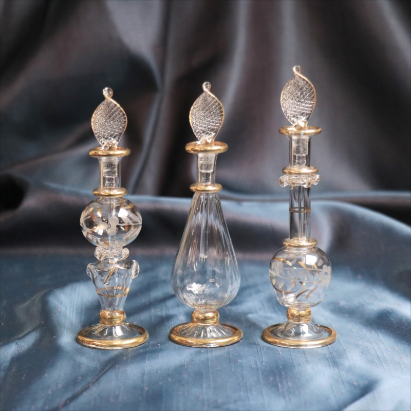 エジプト香水瓶　3本セット　ガラスボトル　クリア