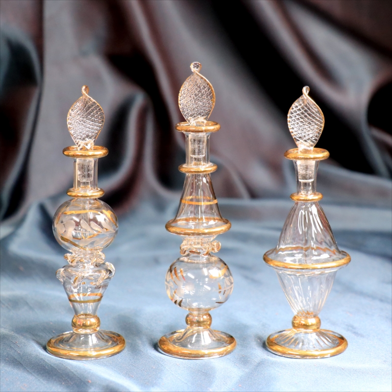 エジプト香水瓶　3本セット　ガラスボトル　クリア