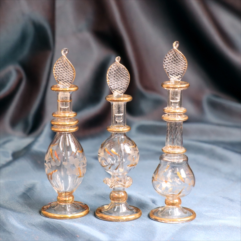 エジプト香水瓶　3本セット　ガラスボトル　クリア