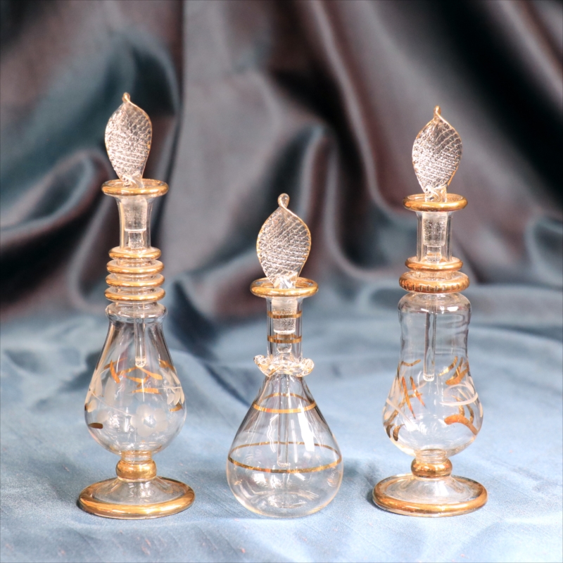 エジプト香水瓶　3本セット　ガラスボトル　クリア