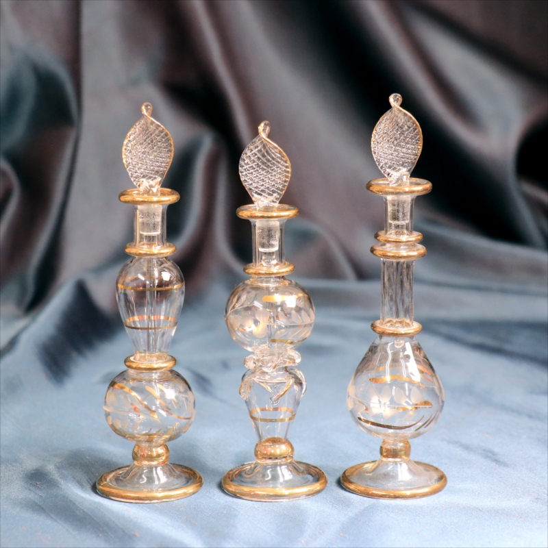 エジプト香水瓶　3本セット　ガラスボトル　クリア