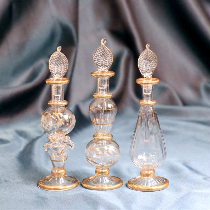 エジプト香水瓶　3本セット　ガラスボトル　クリア