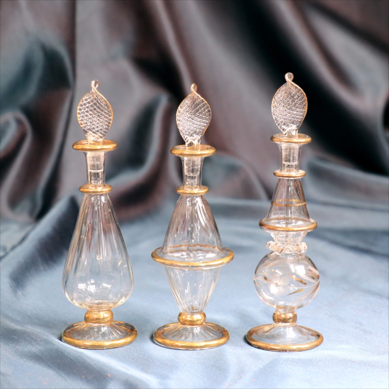 エジプト香水瓶　3本セット　ガラスボトル　クリア