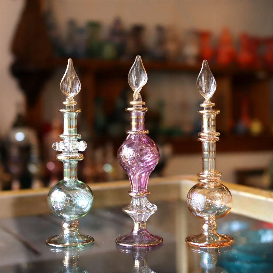 エジプト香水瓶 ガラスボトル ３本セット　クレオパトラ 手作り ハンドメイド