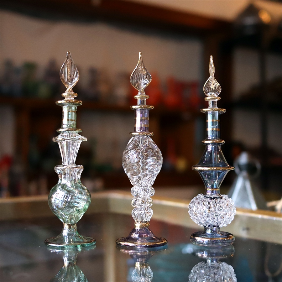 エジプト香水瓶 ガラスボトル ３本セット　クレオパトラ 手作り ハンドメイド