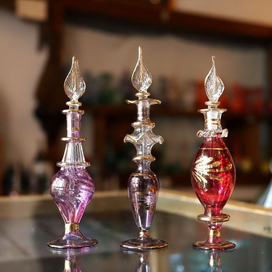 エジプト香水瓶 ガラスボトル ３本セット　クレオパトラ 手作り ハンドメイド