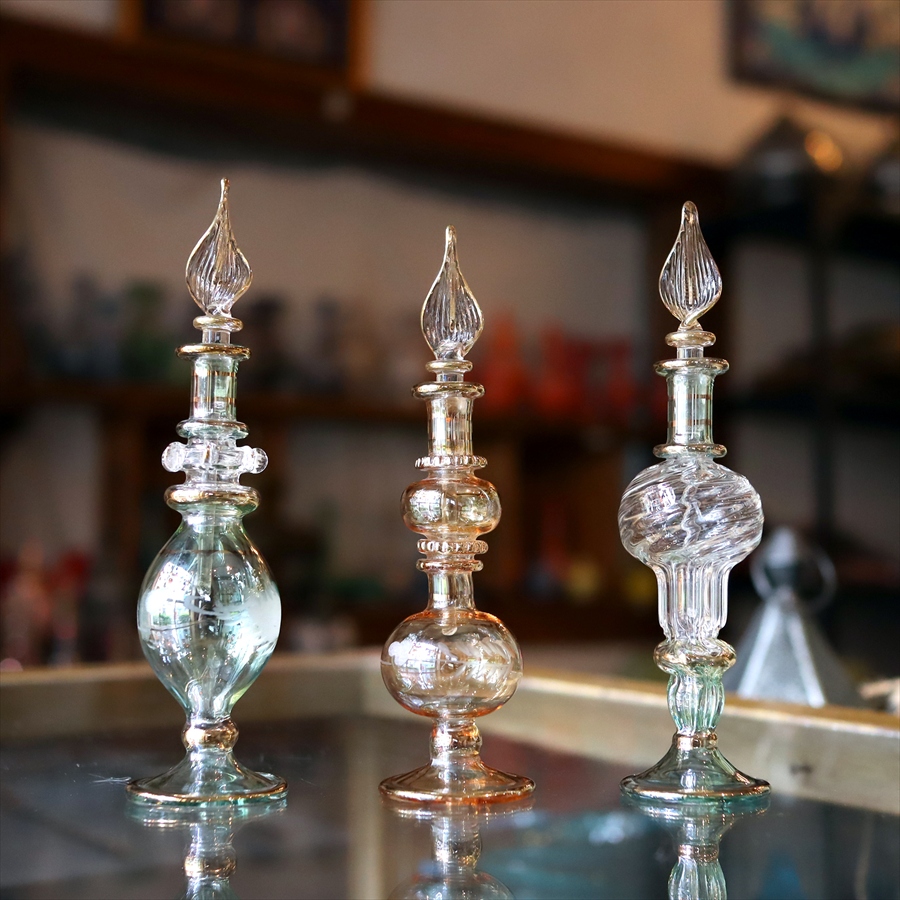 エジプト香水瓶 ガラスボトル ３本セット　クレオパトラ 手作り ハンドメイド