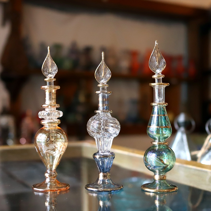 エジプト香水瓶 ガラスボトル ３本セット　クレオパトラ 手作り ハンドメイド