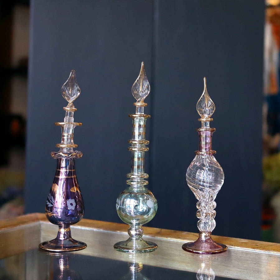 エジプト香水瓶 ガラスボトル ３本セット　クレオパトラ 手作り ハンドメイド