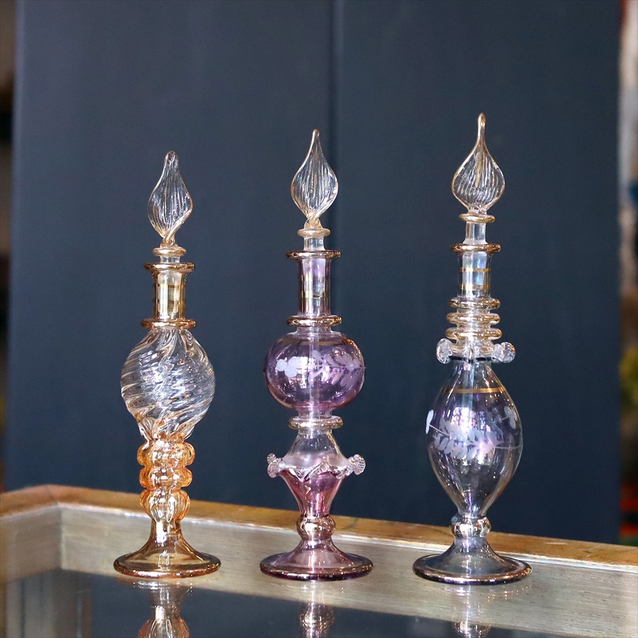 エジプト香水瓶 ガラスボトル ３本セット　クレオパトラ 手作り ハンドメイド
