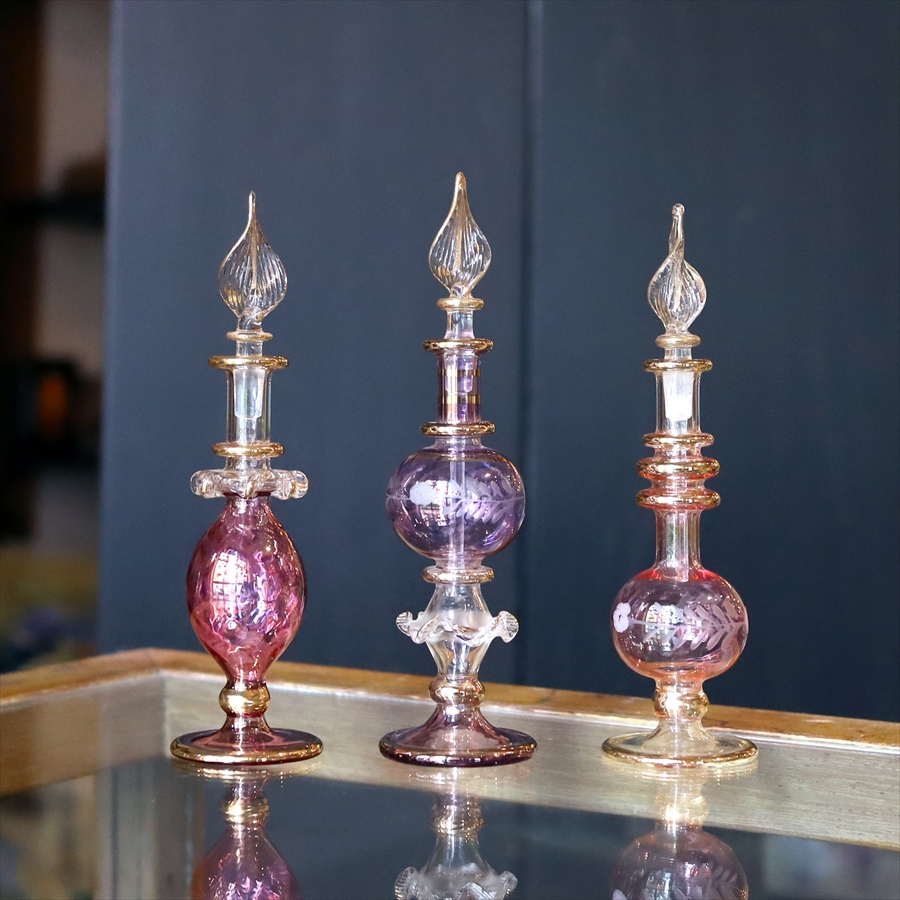 エジプト香水瓶 ガラスボトル ３本セット　クレオパトラ 手作り ハンドメイド