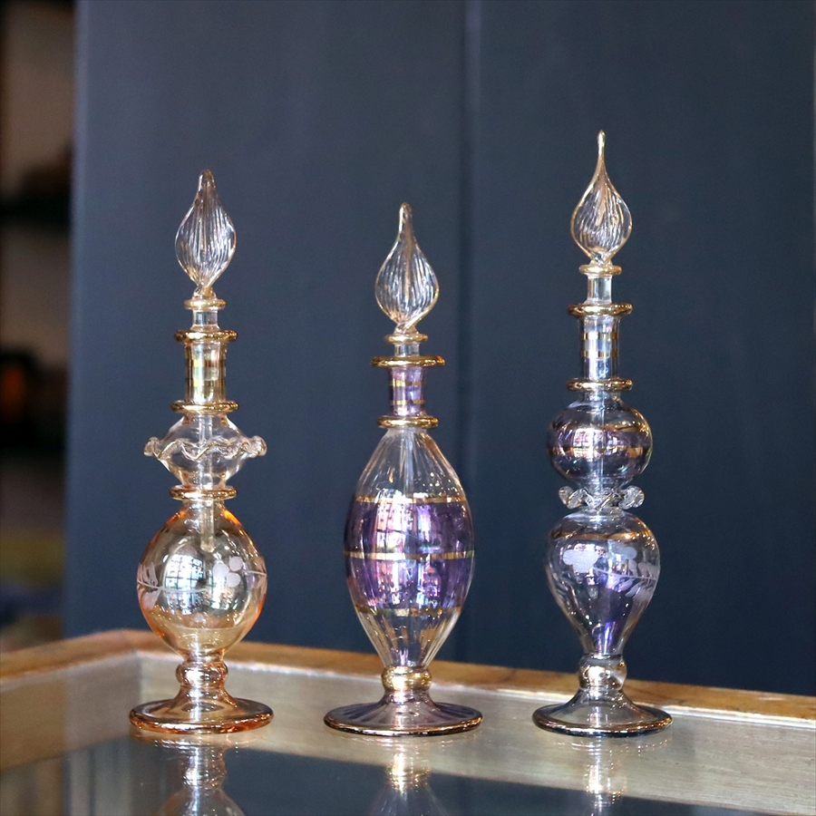 エジプト香水瓶 ガラスボトル ３本セット　クレオパトラ 手作り ハンドメイド