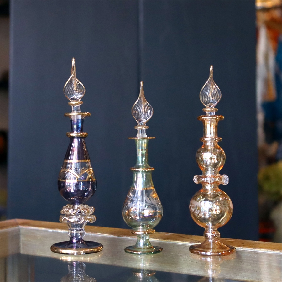 エジプト香水瓶 ガラスボトル ３本セット　クレオパトラ 手作り ハンドメイド