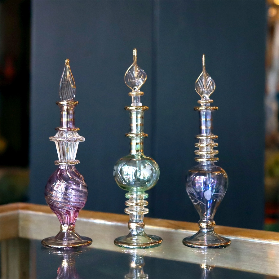 エジプト香水瓶 ガラスボトル ３本セット　クレオパトラ 手作り ハンドメイド