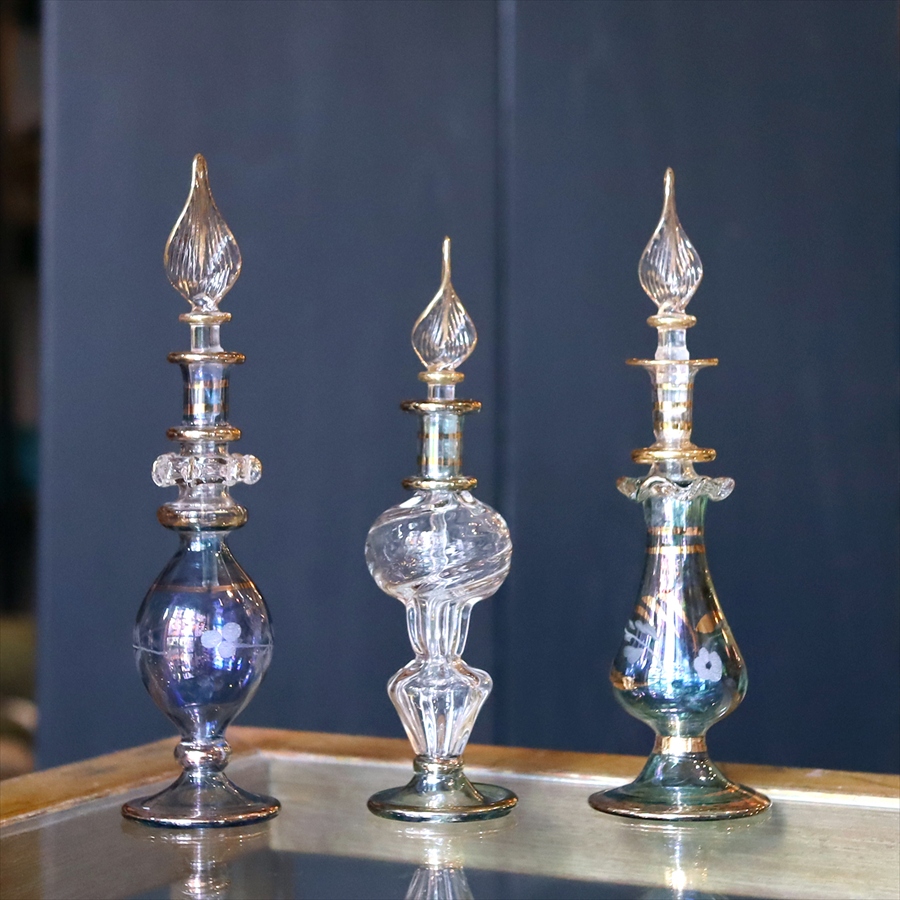 エジプト香水瓶 ガラスボトル ３本セット　クレオパトラ 手作り ハンドメイド
