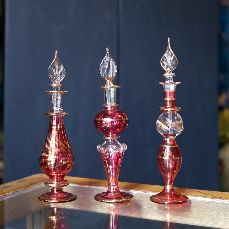 エジプト香水瓶 ガラスボトル ３本セット　クレオパトラ 手作り ハンドメイド