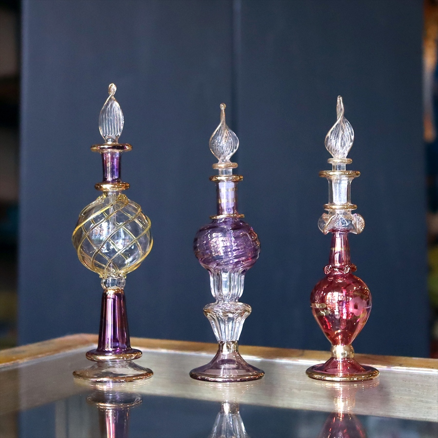 エジプト香水瓶 ガラスボトル ３本セット　クレオパトラ 手作り ハンドメイド