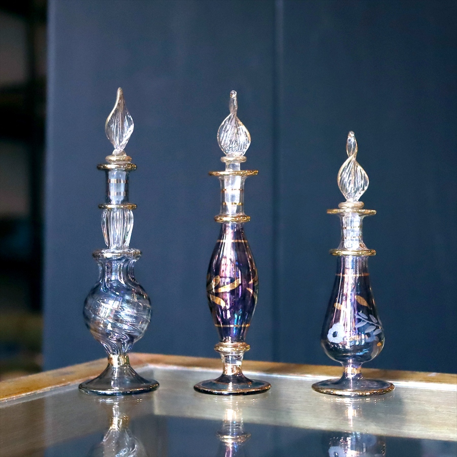 エジプト香水瓶 ガラスボトル ３本セット　クレオパトラ 手作り ハンドメイド