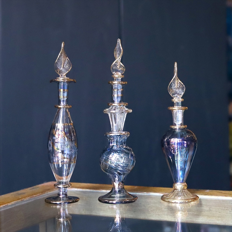 エジプト香水瓶 ガラスボトル ３本セット　クレオパトラ 手作り ハンドメイド