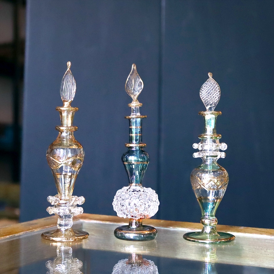 エジプト香水瓶 ガラスボトル ３本セット　クレオパトラ 手作り ハンドメイド